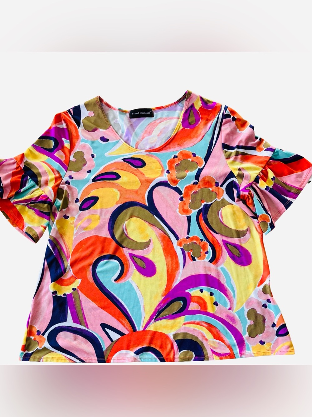 Travel Elements Women’s Multicolor Short Sleeve Scoop Neck Tee
